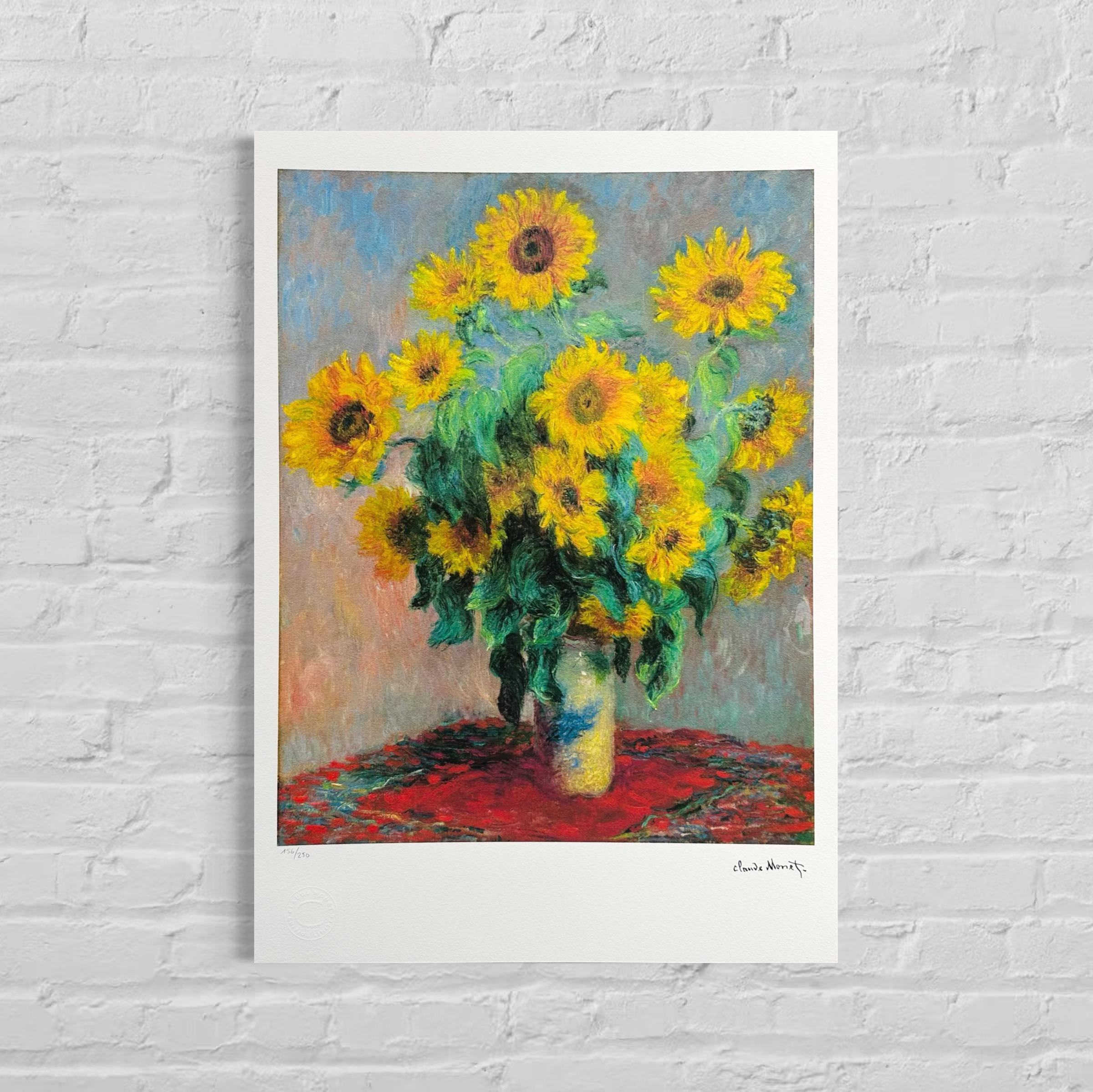 Genummerde editie Claude Monet," Bloemen in vaas - Certificaat - kunstdecoratie - unieke kunst lithograph 'after'